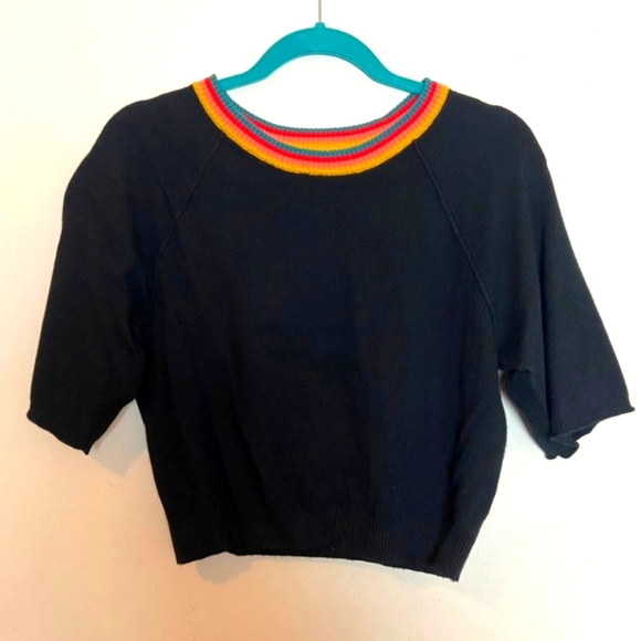 Colsie Sweaters - Colsie Short Sleeve Sweater Crew Neck Crop Top XS